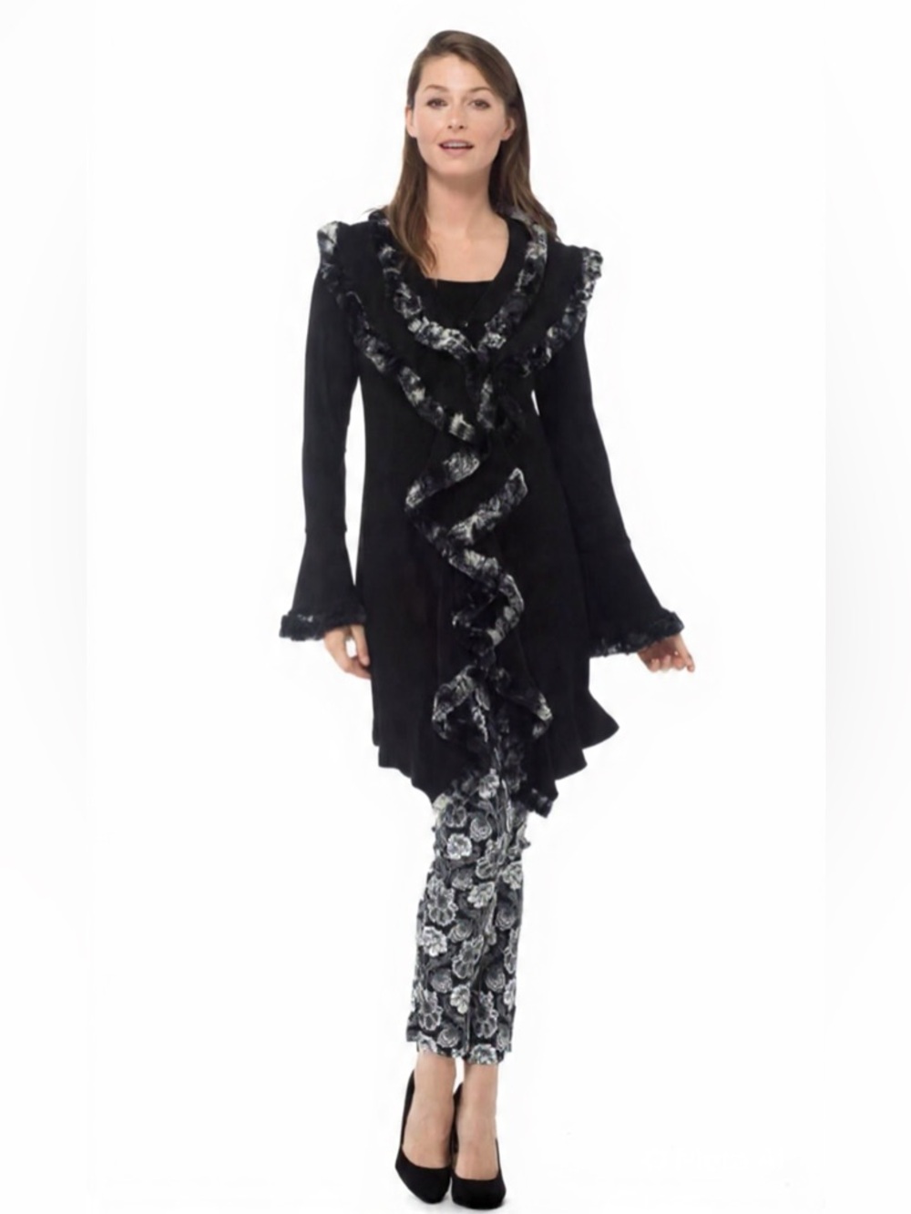 Joseph Ribkoff White and Black Signature Label Cover Up